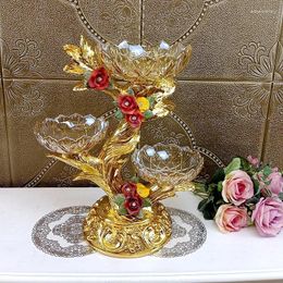 Vases European Crystal Glass Double-layer Multi-grid Fruit Plate Living Room Coffee Table Creative Light Luxury Snack Candy