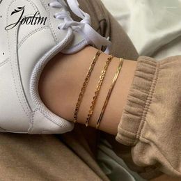 Chains Joolim Jewelry High End PVD Wholesale Waterproof Fashion Sweety Simple Heart-shaped Pave Stainless Steel Anklet For Women