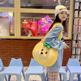 New Fashion Plush Cartoon Bag Large Capacity Cute Pink Bear Pineapple Squirrel Shoulder Bag Tote Bag