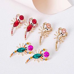 Dangle Chandelier Animal Shaped Earrings Cat Crab Tiger Snake Scorpion Inlaid Crystal Alloy Womens Charm Unique Luxury Jewelry H240504