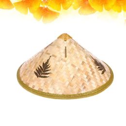 Berets Straw Kids Hats For Men Conical DIY Farmer Bamboo Weaving Rice Painting Chinese