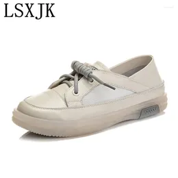 Casual Shoes LSXJK Genuine Leather Small White 2024 Summer Mesh Two-Wear Single Sneakers One-Pedal Women's