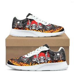 Casual Shoes Skull Horror Rock Print Air Mesh Breathable Soft Women Comfort Absorbing Non-slip Ladies Sneaker For Outdoor