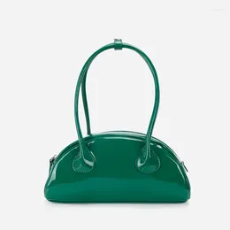 Drawstring Armpit Bag Female 2024 Fall And Winter Tide Retro Patent Leather Half Round Shoulder Hundred Bright Surface Long Handle