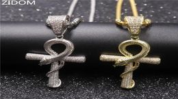 Men Hip hop iced out Ankh cross with pendant necklaces pave setting cubic zirconia male vintage necklace Hiphop jewelry8922292