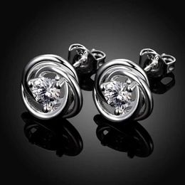 Dangle Chandelier promotion fashion Silver Colour Jewellery female charm cute women wedding pattern zircon crystal stud earrings E010 H240504