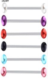 Pearl Acrylic UV Ball Industrial Barbell Earring Stainless Steel Ear bar Piercing Body Jewelry 14G For Sexy Women Men3458248