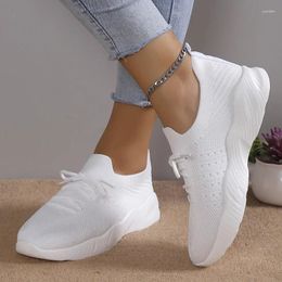 Casual Shoes Women Lace-Up Sporty Outdoor Flying Weaving Sneakers Comfort Lightweight Non Slip Athletic Gym Work