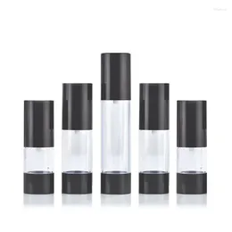 Storage Bottles Airless Bottle Black AS Vacuum Mist Spray 15-120ml 10pcs Cosmetic Container Refill Emulsion Lotion Pump