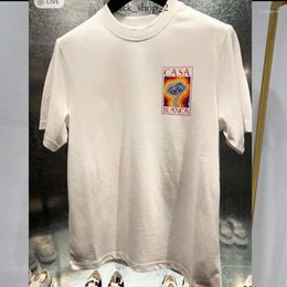 Men's T-shirts Men's T Brand Designer Tees Rainbow Mushroom Letter Print Short Sleeve Tops Cotton Loose Men Casa Blanca Women Shirt JHVD 114