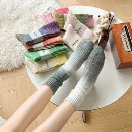 Women Socks Fashion For Trends Thicken Novelty Casual Girls Gradient Warm Breathable Creative AB Colorful Female