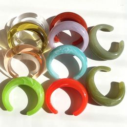 Bangle UJBOX Wholesale 12 Colours Wrist Jewellery Small Size 54mm Acrylic Resin Chunky Opening Bangles Bracelets For Women