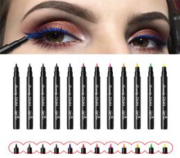 12 colors Eyeliner Makeup Waterproof Neon Colorful Liquid Eyeliner Pen Make Up Comestics Longlasting Black Eye Liner Pencil Makeu8505097