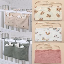 39x20cm 1PCS Large Baby Crib Storage Bag Cotton Multifunctional born Bed Headboard Organiser For Kids Baby Bedding Diaper Bag 240429