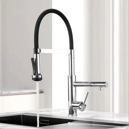 Luxury chrome brass kitchen faucet magnetic suction design with filtered water single hole cold and hot dual control sink faucet