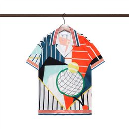 Summer men's T-shirt Designer printed letter button up Cardigan Casual loose version polo short sleeve Hawaiian lapel Fashion men swimming series beach shirt M-3XL F18