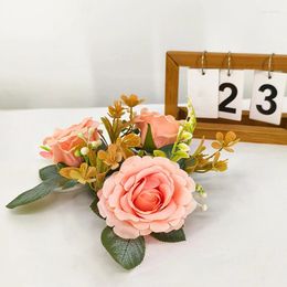 Decorative Flowers Artificial Rose Candlestick Wreath For Wedding Party Ball Home Table Door Ornament Flower Rings Supplies