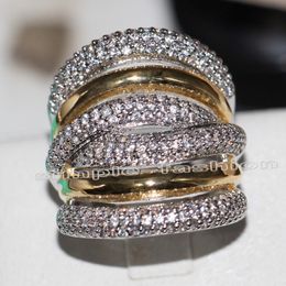 Fashion Jewelry Classic 236pcs Gem 5A Zircon stone 14KT White Yellow Gold Filled Engagement Wedding Band Ring Set Sz 5-11 2172