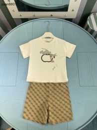 Popular baby tracksuits kids designer clothes Size 100-150 CM Summer round neck boys T-shirt and Logo full print design shorts 24April