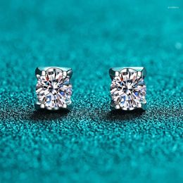 Stud Earrings For Women Models Cow Head White Gold 18K Temperament Simple Wedding 1-2 Carat Moissanite Fine Jewellery