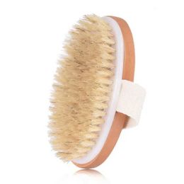 Bath Tools Accessories Natural bristles dry body brush wooden oval shower bath exfoliation massage and fat mass treatment for blood circulation Q2404301