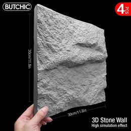 4pcs 30cm House Renovation mushroom stone Brick 3D Wall Panel Non Self Adhesive 3D Wall Sticker Mosaic Tile Waterproof Wallpaper 240420