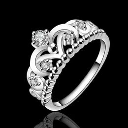 Cluster Rings 925 Sterling Silver Ring High Quality Elements Fashion Beautiful Inlaid Stone Crown Jewellery Free Shipping Factory Price H240504
