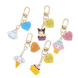 Promotional Decoration Gifts Custom Enamel Metal Kuromi Keychain Cinnamoroll Cherry With Heart Pendant Zinc Alloy Hook Keychain