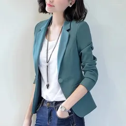 Women's Suits S-4XL Women Blazer Jacket Short Slim Spring Autumn Casual Office Work Plus Size Black White Green