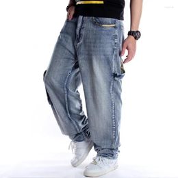 Men's Jeans Hip Hop Baggy Men Y2k Side Pockets Denim Oversize Overalls Cargo Pants Harem Big Size 44 46 Loose Fit Male