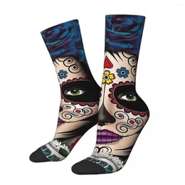 Men's Socks Day Of The Dead Sugar Skull Poster Kawaii Hiking Cartoon Pattern