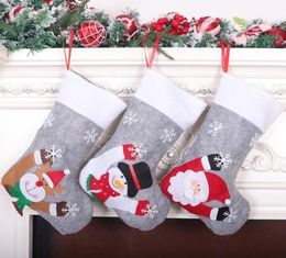 Christmas decoration Candy stockings Grey Xmas Tree Pendant Large Christmasstocking with lights Kids XmasGift Bag FS143211116