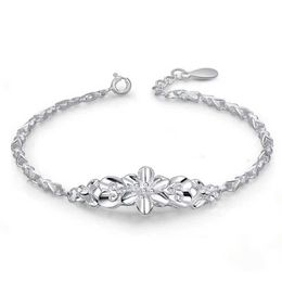 Chain fashion beautiful 925 Sterling silver Solid flower bracelet for women chain charm classic wedding gift Jewellery wholesale H240504