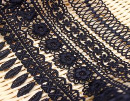 New 6 Styles Sewing Notions Black embroidery water soluble Fringed Curtain skirt with long tassel lace trim LB0345064740