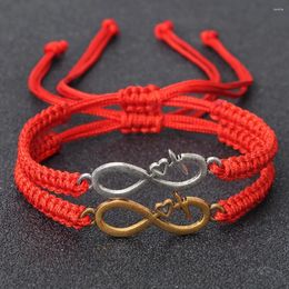 Strand 2pcs Red String Handmade Braid Bracelets & Bangle Charm Women Alloy Adjustable Black Bracelet Couple Distance Friendship Jewelry