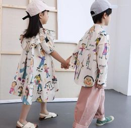 Girl Dresses Retail 2024 Baby Kids Fashion Cartoon Dress & Shirt Children Sweet Cute Clothing 3-7T
