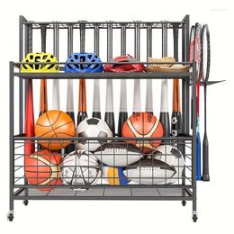 Kitchen Storage Sports Equipment Holder Garage Organizer Baseball Bat Can Holds 24 Bats Rolling Cart With Wheels