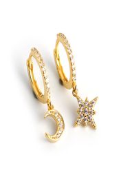 High Quality 925 sterling silver woman charm Earrings Retro Simple Cubic Zirconia Earring Star Crescent Moon Jewellery China Facto2509788