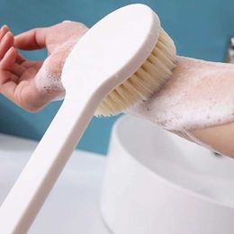 Bath Tools Accessories 1 new bathroom brush long handle exfoliating scrub skin massager back body shower cleaning Q240430