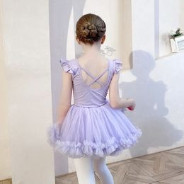 Childrens Dance Clothes Girls Training Dress Kids Ballet Skirt Tutu Classical Dance Costume Examination Solid Leotard Open File 240426