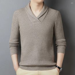 Men's Sweaters Elegant Solid Colour Sweater Harajuku Striped Pattern Knitwear Pullover V-neck Warm Sweater. Plus Size M-4XL Winter