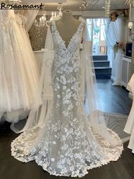 Real Image Sleeveless Illusion Ribbons Mermaid Wedding Dresses V-Neck Floral Appliques Lace Bridal Gowns Vestidos De Novia