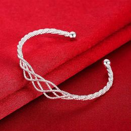 Chain JewelryTop Adjustable 925 Sterling Silver Bangle cuff Bracelet mesh chain Charms jewelry For Women wedding Lovely H240504