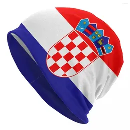 Berets Croatia Football Flag Warm Knitted Cap Fashion Bonnet Hat Autumn Winter Outdoor Beanies Hats For Men Women Adult