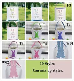 DHL Easter Egg Storage Basket Canvas Bunny Ear Bucket Creative Easter Gift Bag With Rabbit Tail Decoration 8 Styles9851375