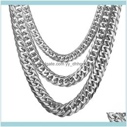 Chains Necklaces Pendants Jewelrychains 13 16 19Mm White Gold Tone Stainless Steel Chain Curb Cuban Link Mens Necklace Male X Party Jew 255S