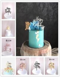 Acrylic Cake Topper Golden Happy Birthday Cake Toppers For Kids Birthday Party Decorations celebrate dessert gift294U2293117