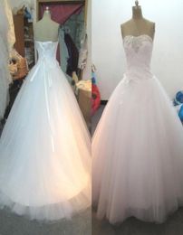 Stunning Cheap Ball Gown Wedding Dress Exquisite Beads Sequins Crystals Ruched Top Corset Handmade Flower Strapless Bridal Gowns9164256