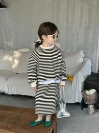 Clothing Sets 2024 Arrivals Girls 2Pcs Set Striped Sweatshirt Skirt Spring Suits Kids Clothes 2-8 Years