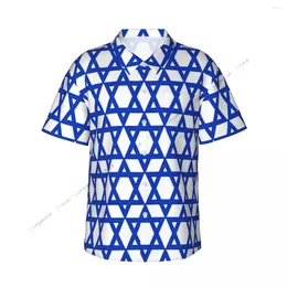 Men's Casual Shirts Shirt Star Israel Pattern Short Sleeve Summer Men Turn-down Collar Button Clothing